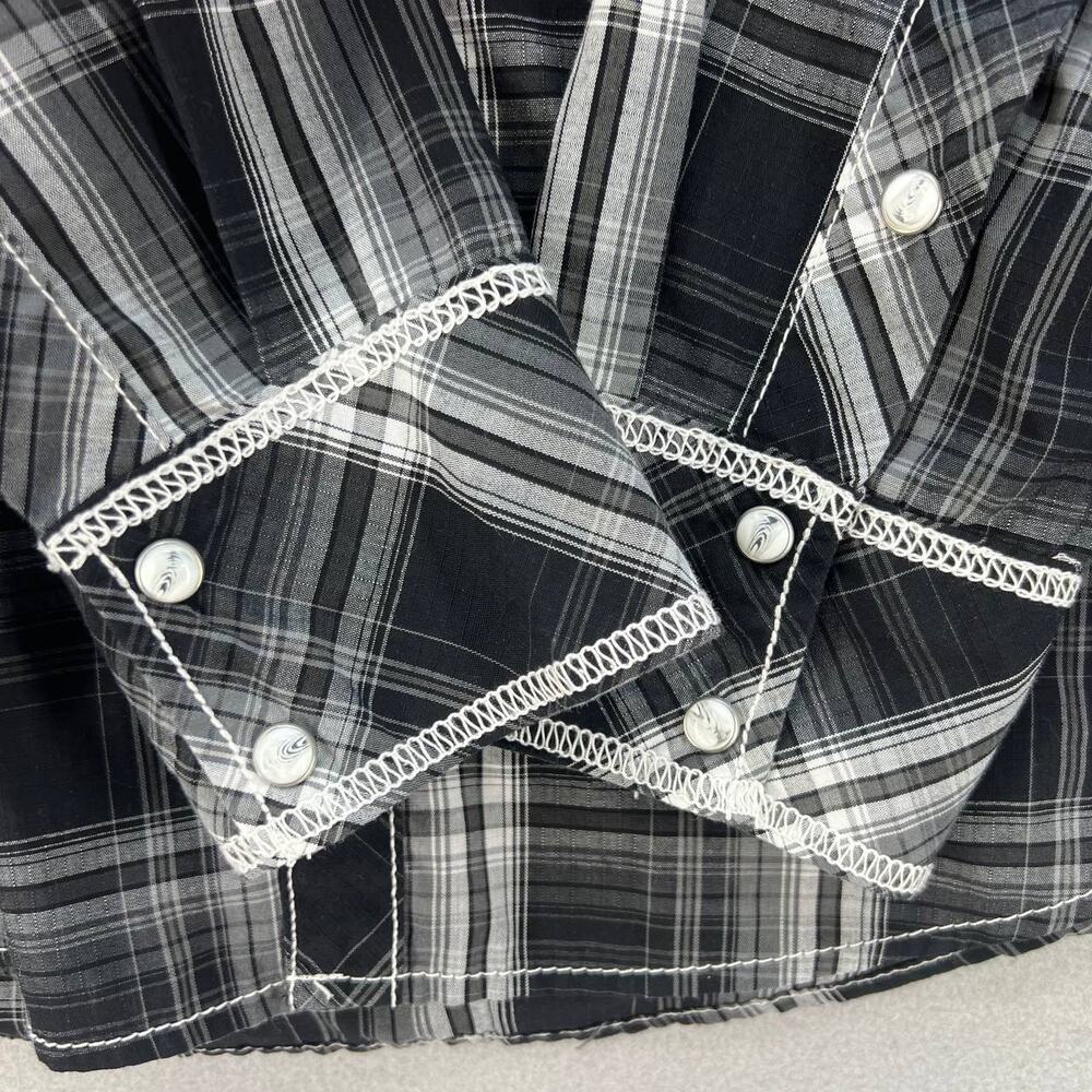 BKE Button Down Shirt Men's Size L Black White Plaid Athletic Fit Western - Picture 10 of 14